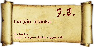 Forján Blanka névjegykártya